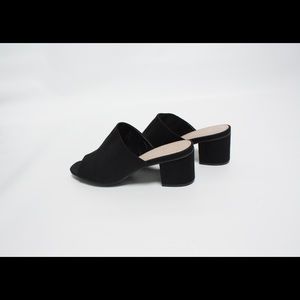 Black | Open Toe | Mules | Slides | Block Heel